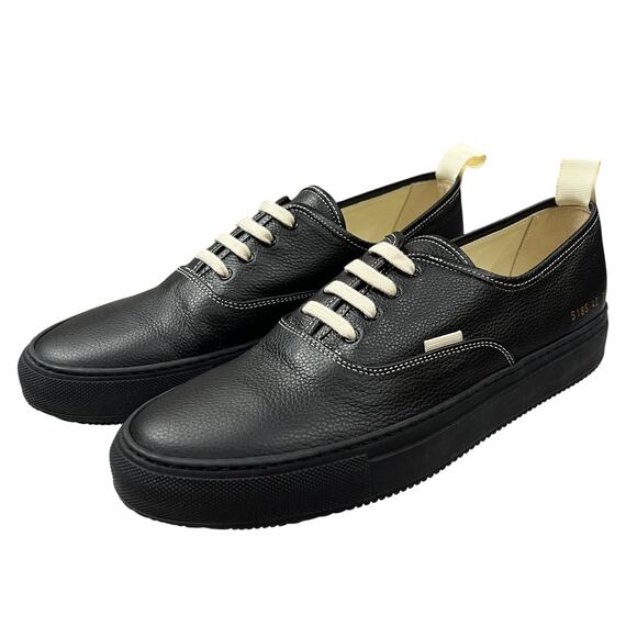 Common Projects Four Hole Low EU 42 Black Leather Luxe Court Sneaker US 9 NEW main image 8